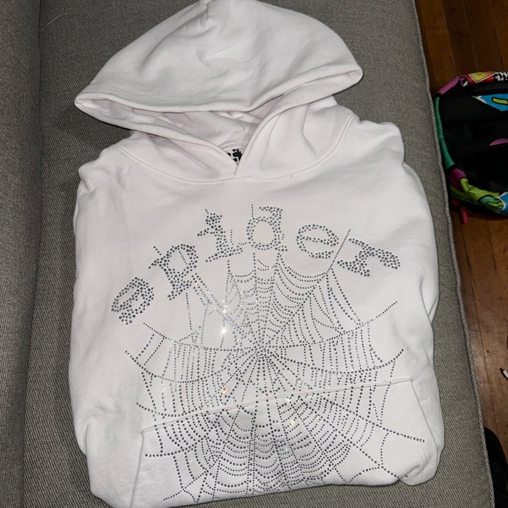 White Spider Embellished Hoodie